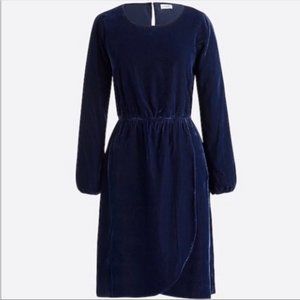 J. crew Factory Blue Velvet tulip-hem dress